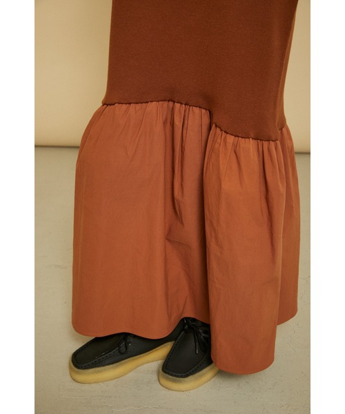 HeRIN.CYE Rib hem knit SK ブラウン フレアスカート HeRIN.CYE Rib hem knit SK ブラウン フレアスカート