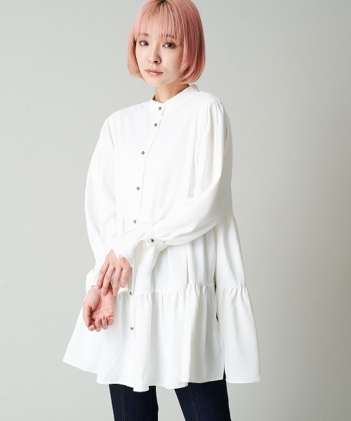 A de a.v.v（アードアー・ヴェ・ヴェ）の「【前後2WAY】ティアードブラウス（シャツ/ブラウス・レディース・ホワイト/ミント/ブラック・36/38）」の14枚目の写真