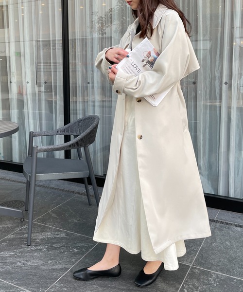 StyleSea(スタイルシー)の「2wayカラーボリュームスリーブトレンチコート(トレンチコート・レディース・ベージュ/アイボリー/ライトカーキ・MEDIUM)」の9枚目の写真