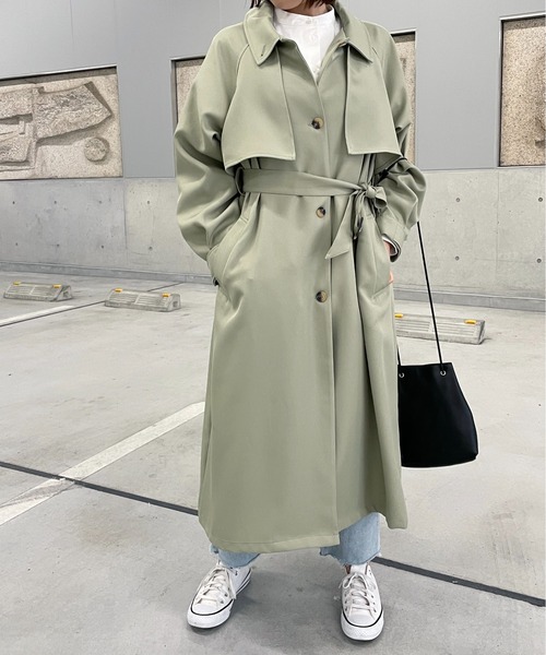 StyleSea(スタイルシー)の「2wayカラーボリュームスリーブトレンチコート(トレンチコート・レディース・ベージュ/アイボリー/ライトカーキ・MEDIUM)」の12枚目の写真