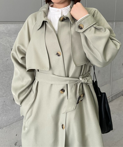 StyleSea(スタイルシー)の「2wayカラーボリュームスリーブトレンチコート(トレンチコート・レディース・ベージュ/アイボリー/ライトカーキ・MEDIUM)」の13枚目の写真