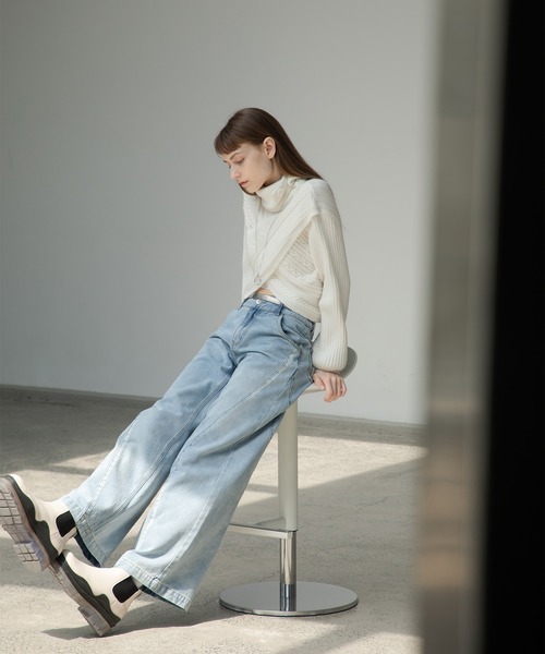 EKCOOKIES(イーケークッキーズ)の「【 ユニセックス 】【 EKCOOKIES 】サンドウォッシュワイドバギーデニム(デニムパンツ・レディース・インディゴブルー・S/M/L)」の4枚目の写真