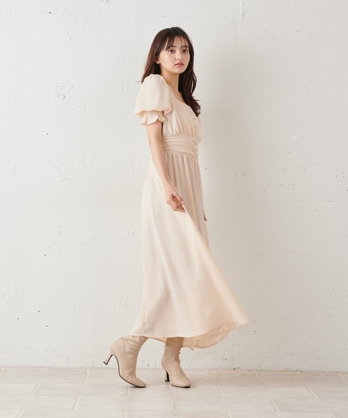 MIIA(ミーア)の「半袖パフスリーブマキシワンピース(ワンピース・レディース・ベージュ/オフホワイト/ブラック系その他/グリーン系その他・FREE)」の17枚目の写真