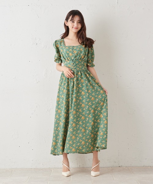 MIIA(ミーア)の「半袖パフスリーブマキシワンピース(ワンピース・レディース・ベージュ/オフホワイト/ブラック系その他/グリーン系その他・FREE)」の14枚目の写真