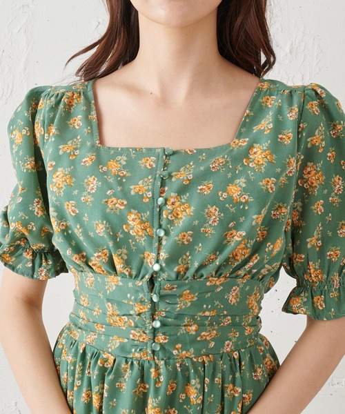 MIIA(ミーア)の「半袖パフスリーブマキシワンピース(ワンピース・レディース・ベージュ/オフホワイト/ブラック系その他/グリーン系その他・FREE)」の9枚目の写真