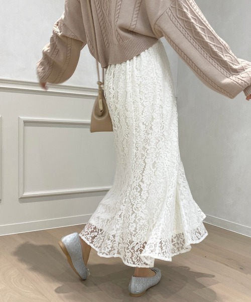 apres jour(アプレジュール)の「レースマーメイドスカート【ZOZOTOWN限定アイテム】(スカート・レディース・オフホワイト/ブラック/ライトベージュ/ピンク・フリー/X-LARGE)」の9枚目の写真