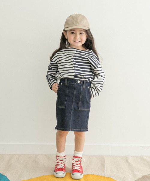 FORK&SPOON（フォークアンドスプーン）の「FORK&SPOON　ストレッチデニムスカート(KIDS)（デニムスカート・キッズ・ワンウォッシュ・120/105/135）」の4枚目の写真