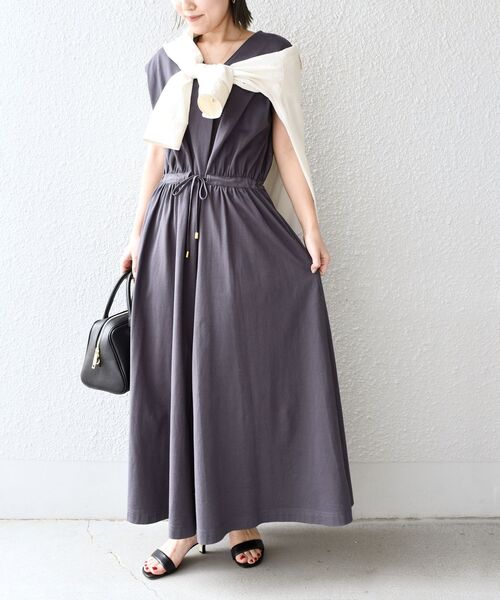 専用 週末価格SHIPS for womenオーガニックコットンドロストワンピ セール】*〈洗濯機可能〉オーガニックコットンドロストカット