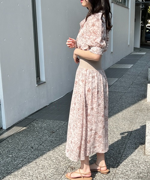 NOMAE（ノーマエ）の「花柄ウエストリブワンピース（ワンピース）」 - WEAR