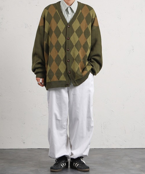 kutir（クティール）の「スプリングアーガイルカーディガン（カーディガン/ボレロ・メンズ・ブラック/ダークブラウン/イエロー/グリーン・MEDIUM/LARGE）」の9枚目の写真