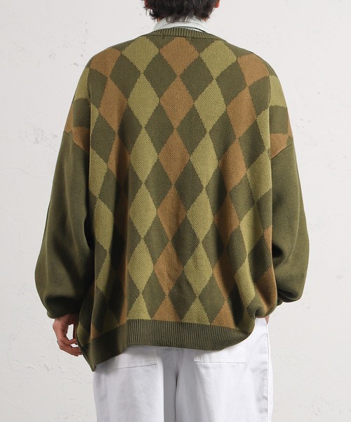 kutir（クティール）の「スプリングアーガイルカーディガン（カーディガン/ボレロ・メンズ・ブラック/ダークブラウン/イエロー/グリーン・MEDIUM/LARGE）」の16枚目の写真