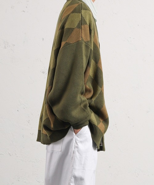 kutir（クティール）の「スプリングアーガイルカーディガン（カーディガン/ボレロ・メンズ・ブラック/ダークブラウン/イエロー/グリーン・MEDIUM/LARGE）」の15枚目の写真