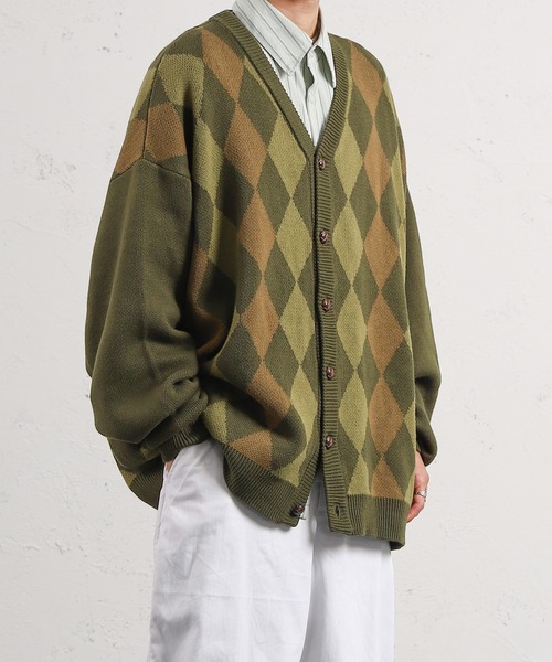kutir（クティール）の「スプリングアーガイルカーディガン（カーディガン/ボレロ・メンズ・ブラック/ダークブラウン/イエロー/グリーン・MEDIUM/LARGE）」の14枚目の写真