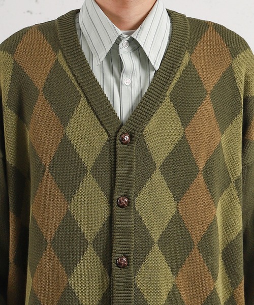 kutir（クティール）の「スプリングアーガイルカーディガン（カーディガン/ボレロ・メンズ・ブラック/ダークブラウン/イエロー/グリーン・MEDIUM/LARGE）」の17枚目の写真