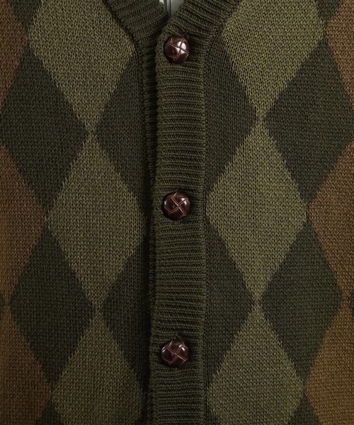 kutir（クティール）の「スプリングアーガイルカーディガン（カーディガン/ボレロ・メンズ・ブラック/ダークブラウン/イエロー/グリーン・MEDIUM/LARGE）」の18枚目の写真