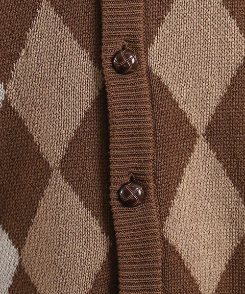 kutir（クティール）の「スプリングアーガイルカーディガン（カーディガン/ボレロ・メンズ・ブラック/ダークブラウン/イエロー/グリーン・MEDIUM/LARGE）」の7枚目の写真