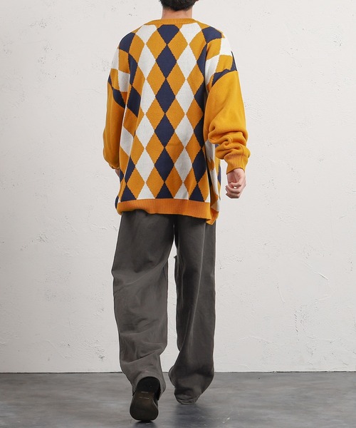 kutir（クティール）の「スプリングアーガイルカーディガン（カーディガン/ボレロ・メンズ・ブラック/ダークブラウン/イエロー/グリーン・MEDIUM/LARGE）」の22枚目の写真