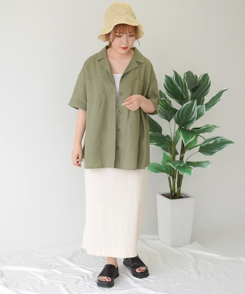sango(sango)の「コットンリネン開襟シャツ(シャツ/ブラウス・レディース・ライトグリーン/サンドベージュ/モカ/ナチュラル・FREE)」の18枚目の写真