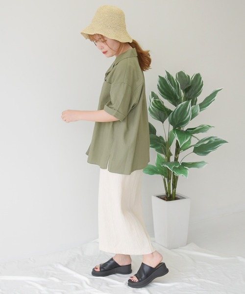 sango(sango)の「コットンリネン開襟シャツ(シャツ/ブラウス・レディース・ライトグリーン/サンドベージュ/モカ/ナチュラル・FREE)」の20枚目の写真