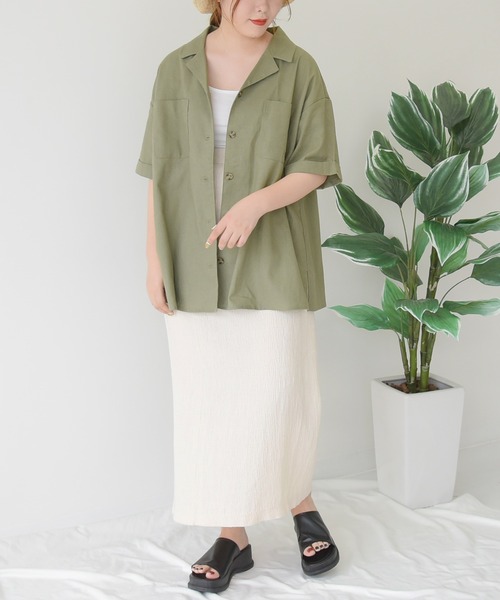 sango(sango)の「コットンリネン開襟シャツ(シャツ/ブラウス・レディース・ライトグリーン/サンドベージュ/モカ/ナチュラル・FREE)」の21枚目の写真