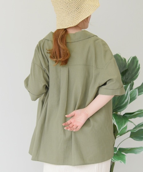 sango(sango)の「コットンリネン開襟シャツ(シャツ/ブラウス・レディース・ライトグリーン/サンドベージュ/モカ/ナチュラル・FREE)」の17枚目の写真