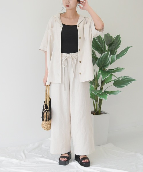 sango(sango)の「コットンリネン開襟シャツ(シャツ/ブラウス・レディース・ライトグリーン/サンドベージュ/モカ/ナチュラル・FREE)」の8枚目の写真