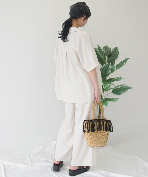 sango(sango)の「コットンリネン開襟シャツ(シャツ/ブラウス・レディース・ライトグリーン/サンドベージュ/モカ/ナチュラル・FREE)」の10枚目の写真