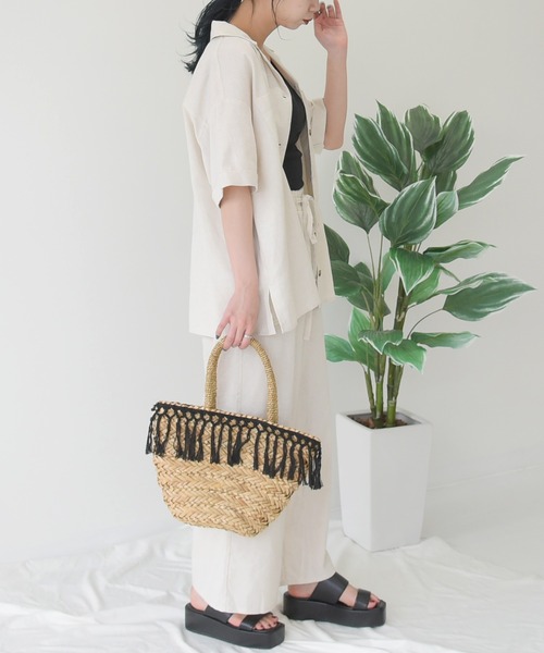 sango(sango)の「コットンリネン開襟シャツ(シャツ/ブラウス・レディース・ライトグリーン/サンドベージュ/モカ/ナチュラル・FREE)」の11枚目の写真
