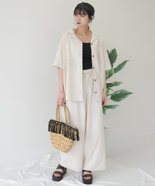 sango(sango)の「コットンリネン開襟シャツ(シャツ/ブラウス・レディース・ライトグリーン/サンドベージュ/モカ/ナチュラル・FREE)」の12枚目の写真