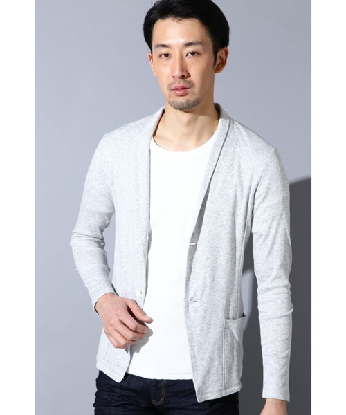 HIGH STREET（ハイストリート）の「HIGH STREET∴テレコ長袖カーディガン（カーディガン/ボレロ・メンズ・イエロー/ブルー系2/グレー・M/L/LL）」の2枚目の写真