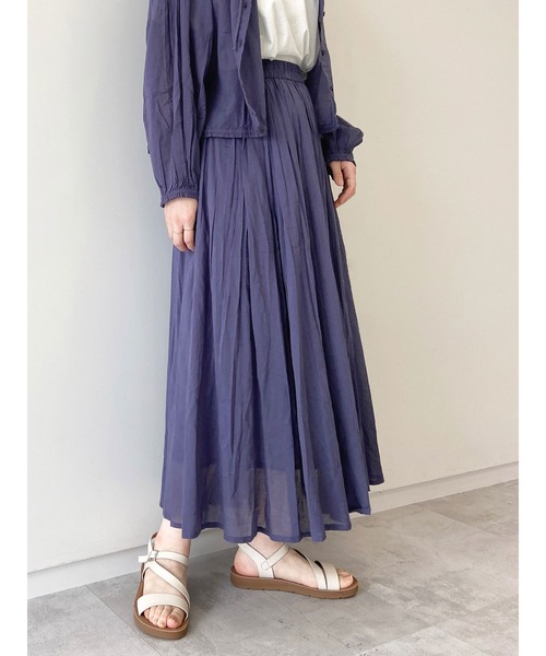 Samansa Mos2 blue（サマンサモスモスブルー）の「ボイルギャザースカート（スカート・レディース・イエロー/ネイビー/ブラック/ベージュ・ﾌﾘ-）」の3枚目の写真