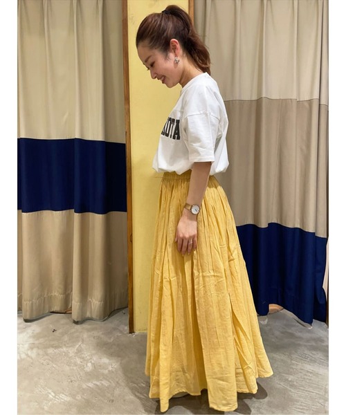 Samansa Mos2 blue（サマンサモスモスブルー）の「ボイルギャザースカート（スカート・レディース・イエロー/ネイビー/ブラック/ベージュ・ﾌﾘ-）」の7枚目の写真