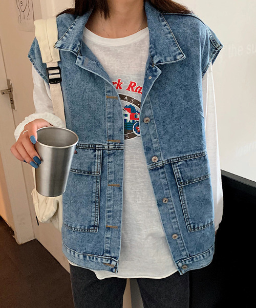 GLAMOROUS JANE（グラマラスジェーン）の「デニムジレ ベスト（ベスト・レディース・ライトブルー/ブラック・LL/S/M/L）」の18枚目の写真