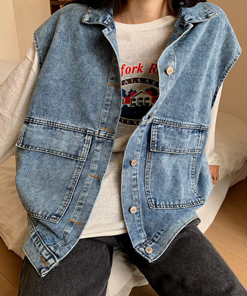 GLAMOROUS JANE（グラマラスジェーン）の「デニムジレ ベスト（ベスト・レディース・ライトブルー/ブラック・LL/S/M/L）」の20枚目の写真