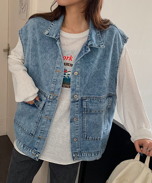 GLAMOROUS JANE（グラマラスジェーン）の「デニムジレ ベスト（ベスト・レディース・ライトブルー/ブラック・LL/S/M/L）」の16枚目の写真