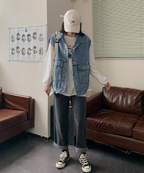 GLAMOROUS JANE（グラマラスジェーン）の「デニムジレ ベスト（ベスト・レディース・ライトブルー/ブラック・LL/S/M/L）」の14枚目の写真