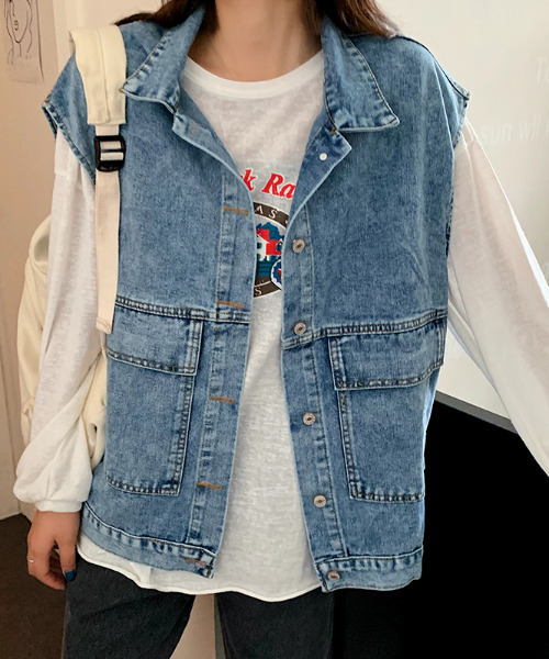 GLAMOROUS JANE（グラマラスジェーン）の「デニムジレ ベスト（ベスト・レディース・ライトブルー/ブラック・LL/S/M/L）」の19枚目の写真