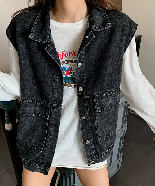 GLAMOROUS JANE（グラマラスジェーン）の「デニムジレ ベスト（ベスト・レディース・ライトブルー/ブラック・LL/S/M/L）」の21枚目の写真