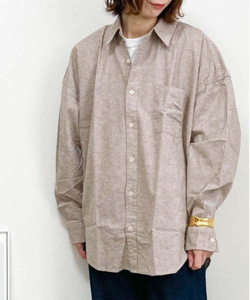 【セール】綿麻ストレッチ ドロップショルダーシャツ（シャツ/ブラウス）｜Ritzy（リッツィー）