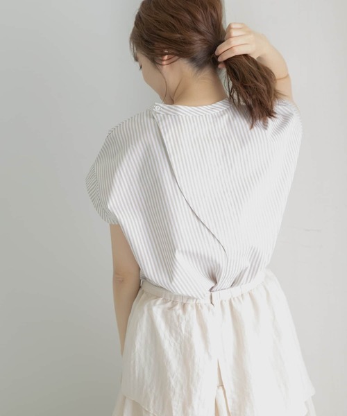 LAATO（ラート）の「2WAY BANDCOLLAR SUMMER SHIRTS（シャツ/ブラウス・レディース・ブラック/ベージュ/ピンク・FREE）」の5枚目の写真