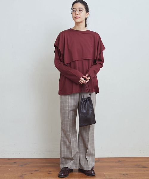 fig London(フィグロンドン)の「uncle CHECK PT(スラックス・レディース・ベージュ/グリーン・FREE)」の3枚目の写真