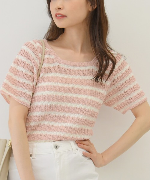 sango（sango）の「透かし編みぽこぽこニットプルオーバー（ニット/セーター・レディース・サックスブルー/ミント/ライトピンク・FREE）」の3枚目の写真