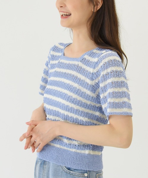 sango（sango）の「透かし編みぽこぽこニットプルオーバー（ニット/セーター・レディース・サックスブルー/ミント/ライトピンク・FREE）」の2枚目の写真