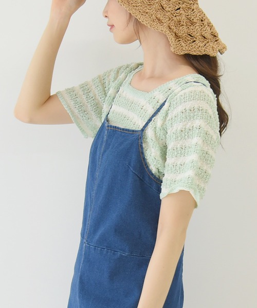 sango（sango）の「透かし編みぽこぽこニットプルオーバー（ニット/セーター・レディース・サックスブルー/ミント/ライトピンク・FREE）」の8枚目の写真