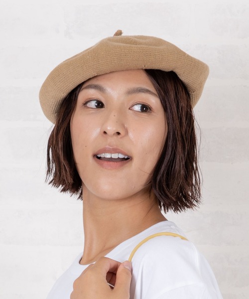 Auntie Rosa（アンティローザ）の「サマーニット カラーベレー帽（ハンチング/ベレー帽・レディース・ブラック/ベージュ/オフホワイト/ブルー・ONE SIZE）」の3枚目の写真