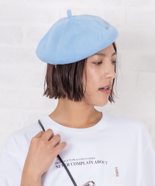 Auntie Rosa（アンティローザ）の「サマーニット カラーベレー帽（ハンチング/ベレー帽・レディース・ブラック/ベージュ/オフホワイト/ブルー・ONE SIZE）」の4枚目の写真