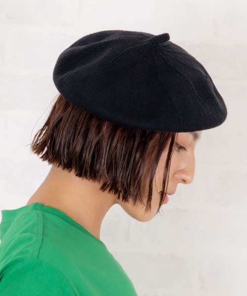 Auntie Rosa（アンティローザ）の「サマーニット カラーベレー帽（ハンチング/ベレー帽・レディース・ブラック/ベージュ/オフホワイト/ブルー・ONE SIZE）」の2枚目の写真