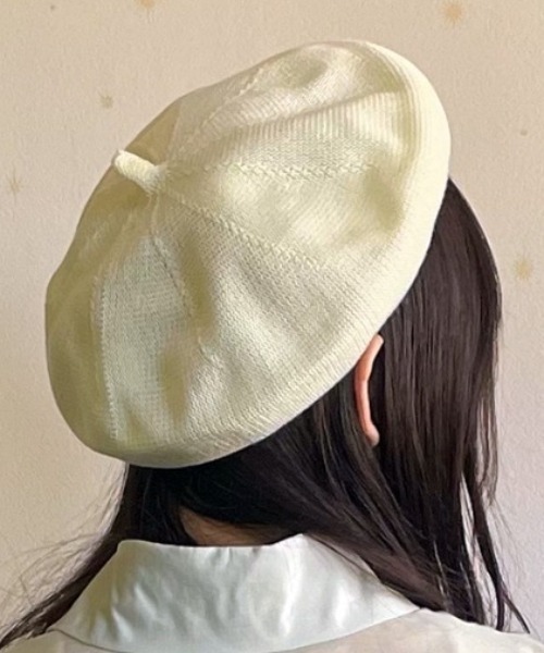 Auntie Rosa（アンティローザ）の「サマーニット カラーベレー帽（ハンチング/ベレー帽・レディース・ブラック/ベージュ/オフホワイト/ブルー・ONE SIZE）」の10枚目の写真