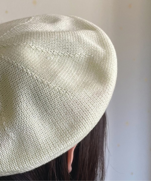 Auntie Rosa（アンティローザ）の「サマーニット カラーベレー帽（ハンチング/ベレー帽・レディース・ブラック/ベージュ/オフホワイト/ブルー・ONE SIZE）」の8枚目の写真