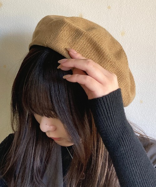 Auntie Rosa（アンティローザ）の「サマーニット カラーベレー帽（ハンチング/ベレー帽・レディース・ブラック/ベージュ/オフホワイト/ブルー・ONE SIZE）」の6枚目の写真